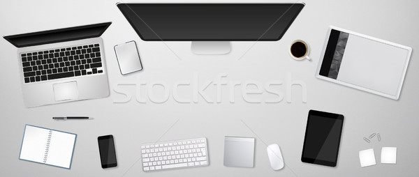 Workplace with tech device Stock photo © sdecoret