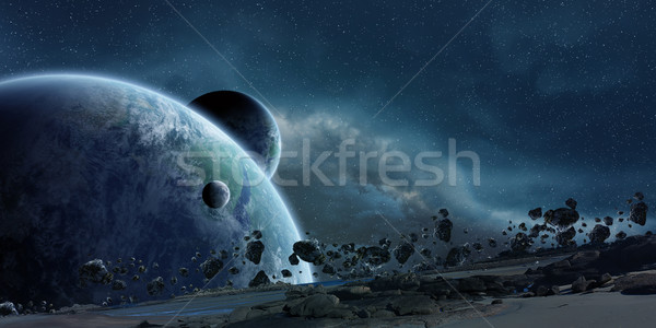 Stock photo: Sunrise over planet Earth in space