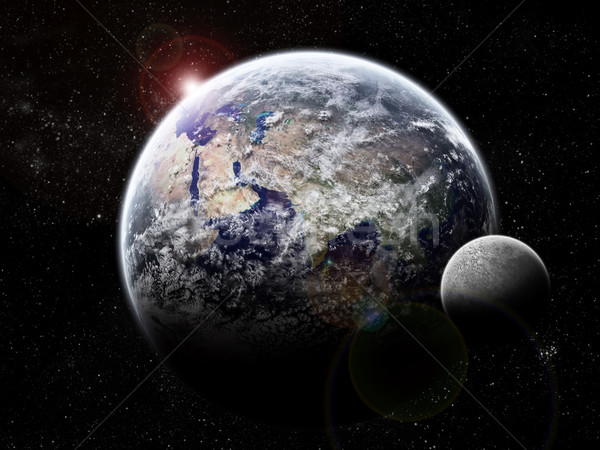 日食 地球 視圖 地球 太陽 光 商業照片 © sdecoret