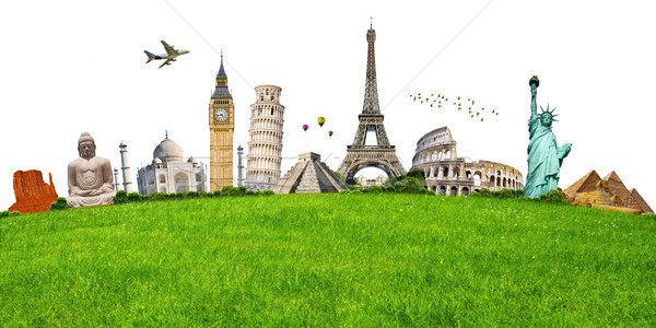 Ilustrare faimos iarba verde monumente lume pământ Imagine de stoc © sdecoret