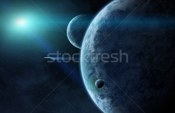 Sunrise over group of planets in space Stock photo © sdecoret