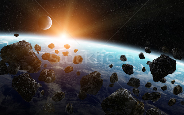 Meteoritos planeta espacio vista mundo luz Foto stock © sdecoret