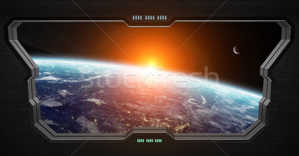 Kilátás világűr bent űr állomás ablak Stock fotó © sdecoret