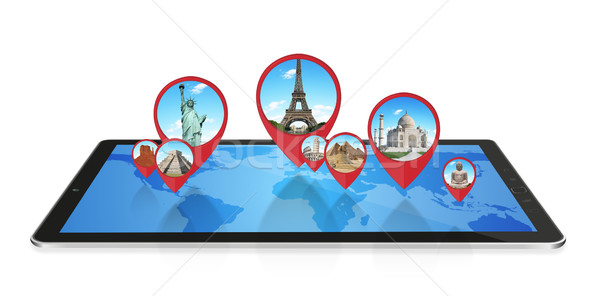 Monuments of the world on a modern tablet Stock photo © sdecoret