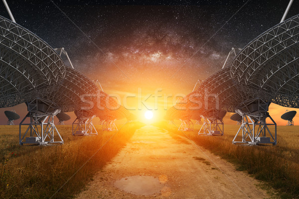 Radio Telescope view at night Stock photo © sdecoret