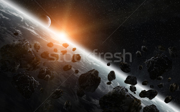 метеорит планете Земля пространстве мнение мира свет Сток-фото © sdecoret