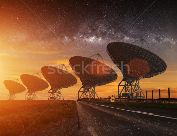 Radio Telescope view at night Stock photo © sdecoret