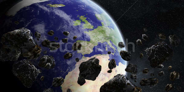 Meteorite impact on planet Earth in space Stock photo © sdecoret