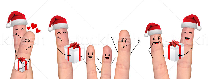 Happy finger couple in love celebrating Xmas Stock photo © sdecoret