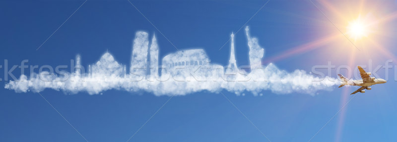 Stock fotó: Illusztráció · híres · világ · műemlékek · együtt · felhő
