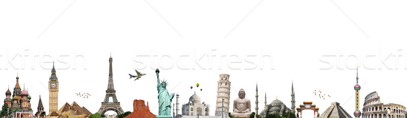 Illusztráció híres világ műemlékek Föld nyár Stock fotó © sdecoret