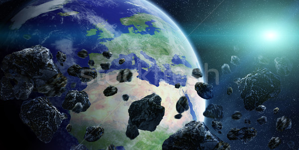 метеорит планете Земля пространстве мнение мира свет Сток-фото © sdecoret