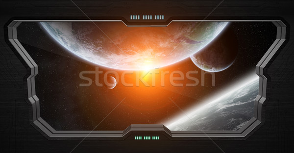 View of outer space from inside a space station Stock photo © sdecoret