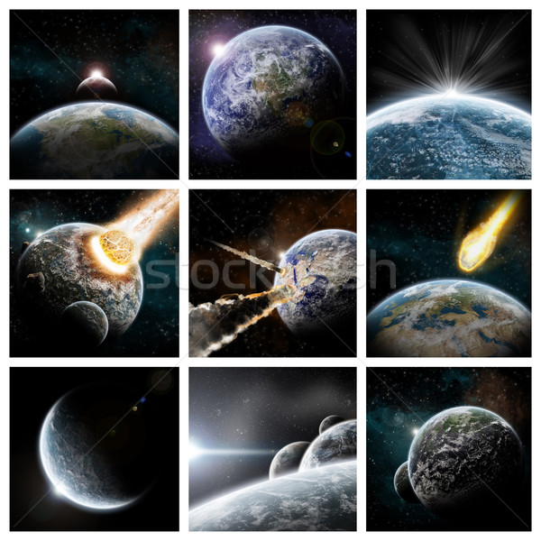Stockfoto: Meteoriet · planeet · ruimte · hemel · wereldbol