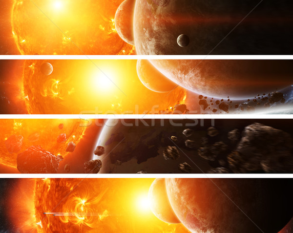 Exploding sun in space close to planet Stock photo © sdecoret