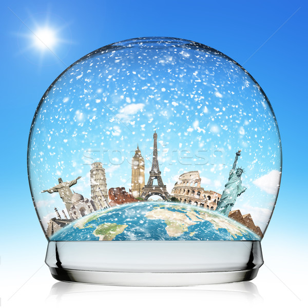 Monumentos mundo bola de neve ilustração famoso neve Foto stock © sdecoret