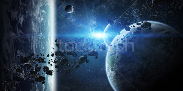 Gündoğumu grup gezegenler uzay görmek uzak Stok fotoğraf © sdecoret