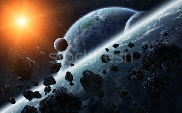 Foto stock: Meteorito · planetas · espaço · ver · globo · luz