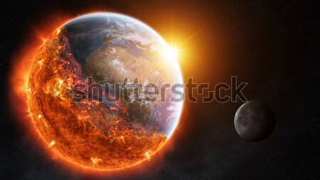 Stock photo: Meteorite impact on a planet in space