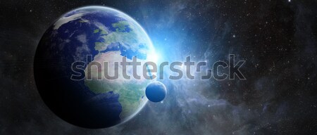 Восход планете Земля пространстве мнение закат морем Сток-фото © sdecoret