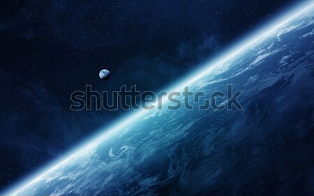 View of the moon close to planet Earth in space Stock photo © sdecoret