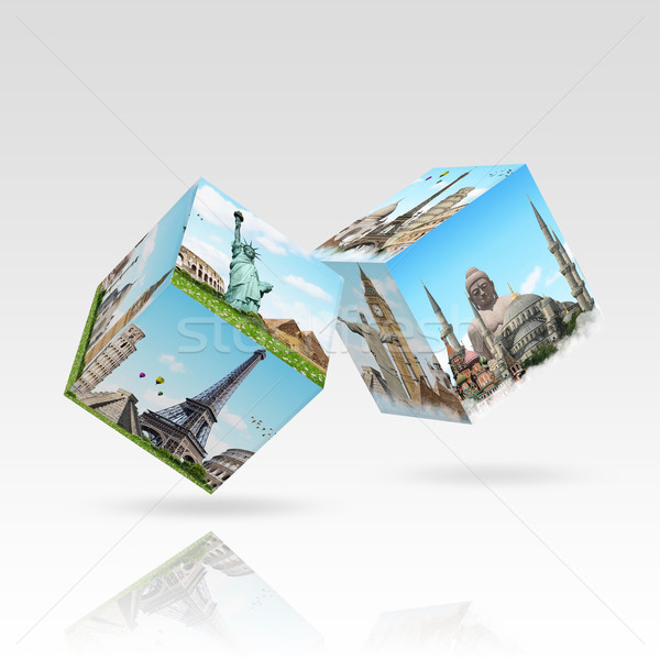 illustration of dices with famous monument Stock photo © sdecoret