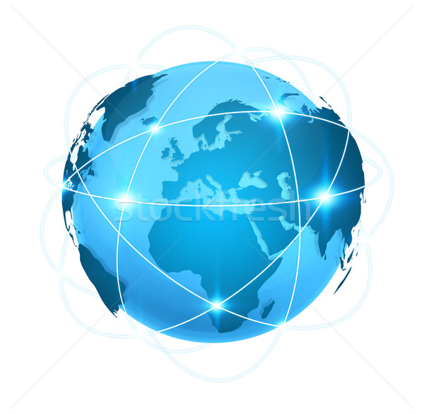 Blue digital world map with connection Stock photo © sdecoret