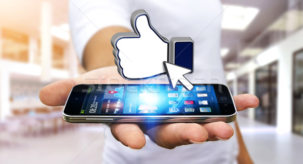 Businessman using modern social network Stock photo © sdecoret