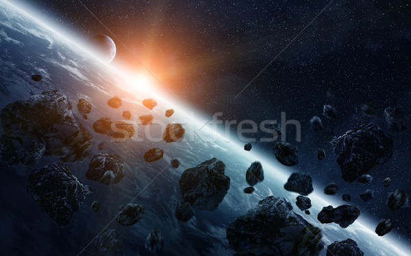 Meteoritos planeta tierra espacio vista mundo luz Foto stock © sdecoret