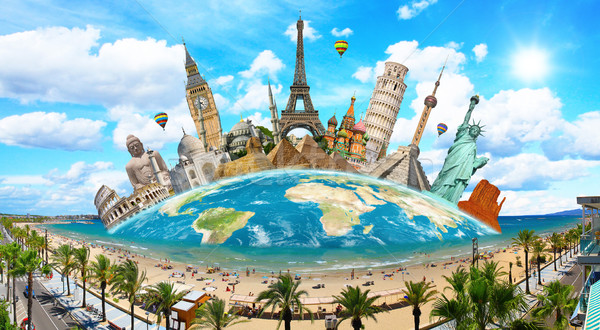 памятники Мир иллюстрация известный мира закат Сток-фото © sdecoret