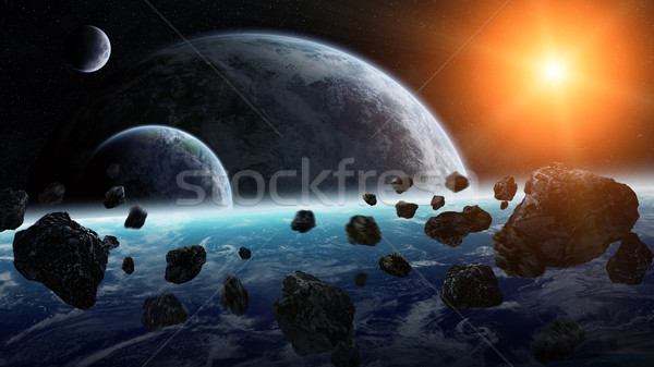 Meteorytów planet przestrzeni widoku świecie świetle Zdjęcia stock © sdecoret