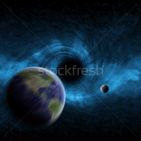 Czarna dziura przestrzeni widoku niebo słońce świetle Zdjęcia stock © sdecoret