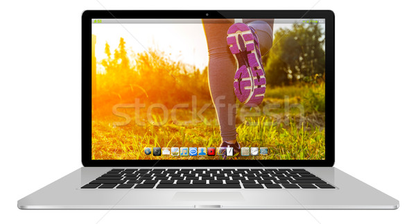 Modern laptop on white background Stock photo © sdecoret