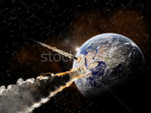 Meteorit planetă spaţiu vedere cer glob Imagine de stoc © sdecoret