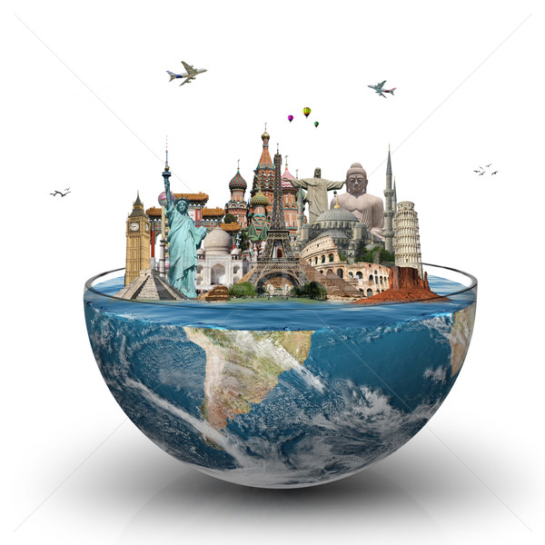 Monuments monde verre eau illustration célèbre [[stock_photo]] © sdecoret