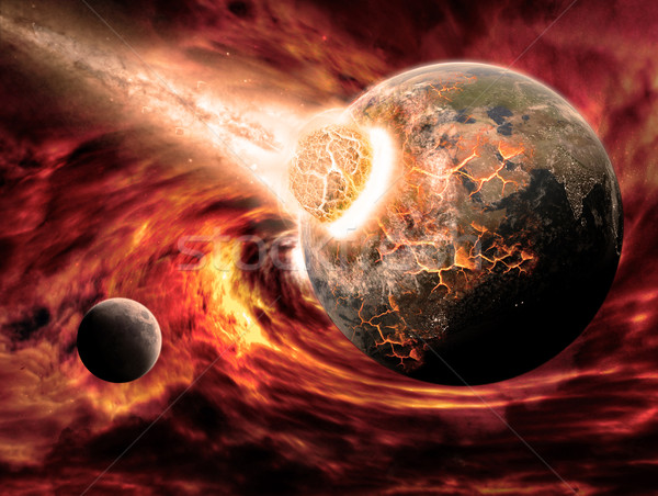 Meteorite impact on a planet in space Stock photo © sdecoret