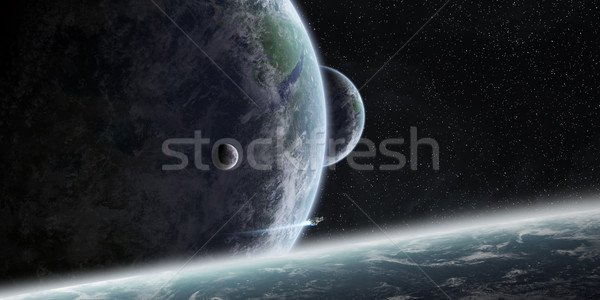 Świt planety Ziemi przestrzeni widoku wygaśnięcia morza Zdjęcia stock © sdecoret
