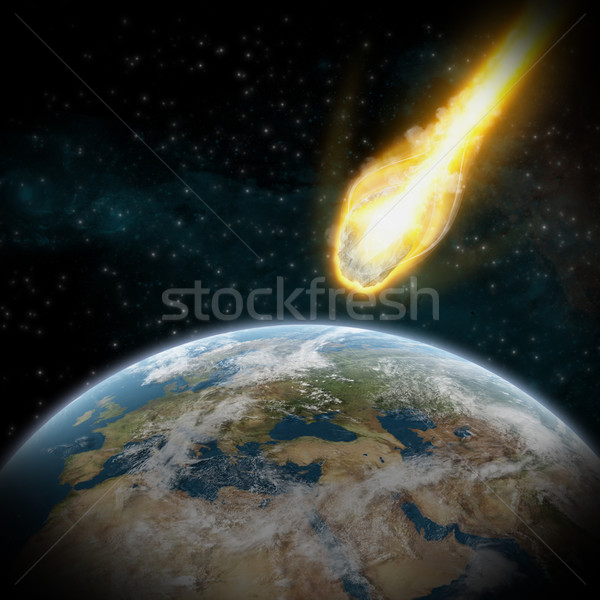 Asteroids over planet earth Stock photo © sdecoret