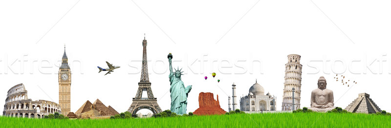 Illustration célèbre herbe verte monuments monde terre [[stock_photo]] © sdecoret