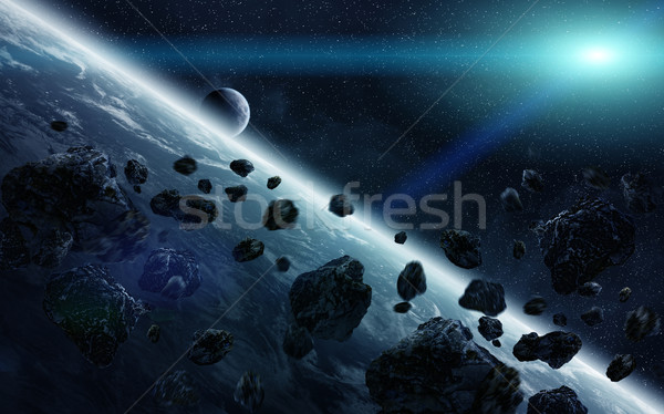Meteorytów planety Ziemi przestrzeni widoku świecie świetle Zdjęcia stock © sdecoret