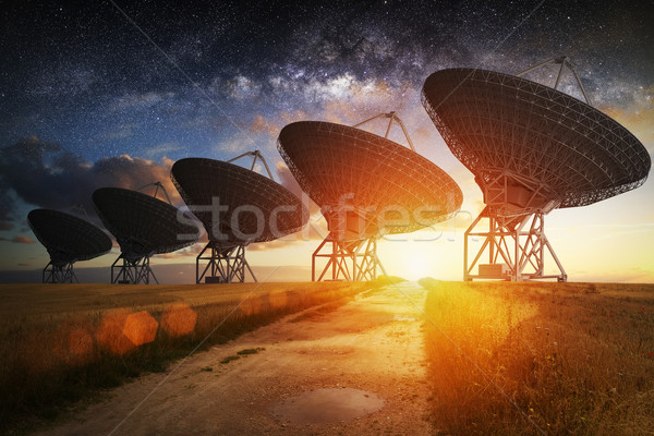 Satellite dish view at night Stock photo © sdecoret