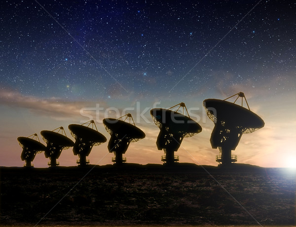 Stock photo: Radio Telescope view at night