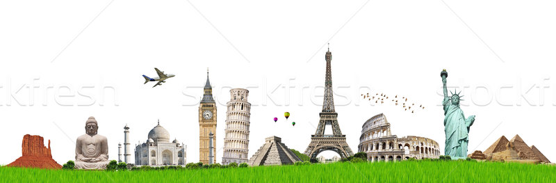 Stockfoto: Illustratie · beroemd · groen · gras · monumenten · wereld · aarde