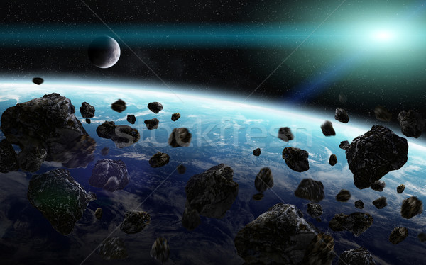 ストックフォト: 隕石 · 惑星 · スペース · 表示 · 世界中 · 光