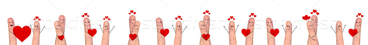 Happy finger couple in love celebrating Valentine day Stock photo © sdecoret