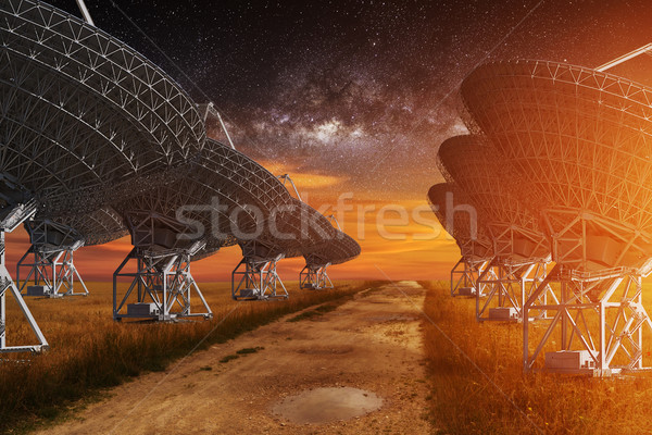 Stock photo: Radio Telescope view at night