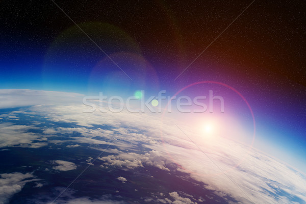 Gündoğumu dünya gezegeni uzay görmek gökyüzü gün batımı Stok fotoğraf © sdecoret