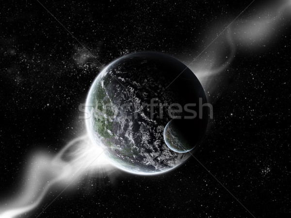 Răsărit planetă spaţiu vedere soare apus Imagine de stoc © sdecoret