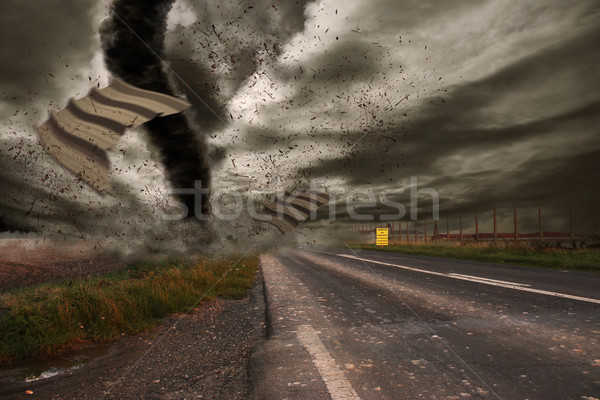 Groot tornado ramp veld storm Stockfoto © sdecoret