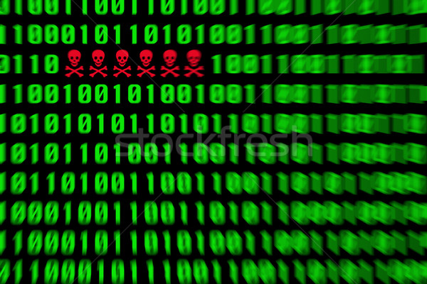 Foto stock: Virus · alerta · rojo · verde · código · binario · ordenador